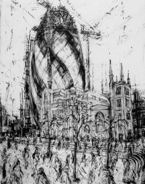 Jeannette Barnes Jeanette Barnes, China Drawing, Energy Architecture, Architecture Exam, Art Coursework, The Gherkin, Buildings Art, Everyday Scenes, Art Unit