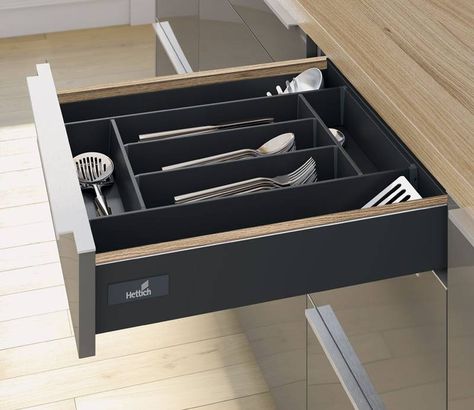 InnoTech Atira drawer system by Hettich. Innotech Drawer Kitchen, Innotech Drawer, Hettich Kitchen, Kitchen Trolley Design, Kitchen Layouts With Island, Cloud Sofa, Drawer System, Kitchen Benchtops, Kitchen Layouts