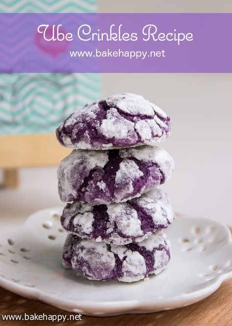 Ube Crinkles 15 | Filipino Recipes Ube Crinkle Cookies, Ube Crinkles, Crinkles Recipe, Purple Cookies, Pinoy Dessert, Ube Recipes, Filipino Food Dessert, Crinkle Cookies Recipe, Purple Food