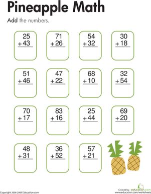 Kids solve addition problems with two-digit addends and no regrouping on this second grade math worksheet. Math Games Addition, Double Digit Addition, 3rd Grade Math Worksheets, Preschool Reading, Preschool Math Worksheets, 2nd Grade Math Worksheets, 1st Grade Math Worksheets, Addition Worksheets, Second Grade Math