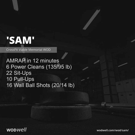 AMRAP in 12 minutes; 6 Power Cleans (135/95 lb); 22 Sit-Ups; 10 Pull-Ups; 16 Wall Ball Shots (20/14 lb) Power Clean Workout, Clean Workout, Crossfit Workouts Wod, Crossfit Kids, Amrap Workout, Hiit Workout Routine, Firefighter Training, Crossfit At Home, Crossfit Wods