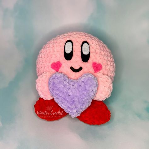 Crochet Patterns Free Baby, Kirby Amigurumi, Crochet Projects For Beginners, Nintendo Crochet, Kirby Pokemon, Pokemon Crochet, Crochet Patterns Free, Heart Plush, Beginner Crochet Projects