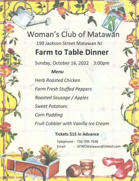 Farm To Table Fundraiser, Farm To Table Dinner, Farm Women, Table Dinner, Corn Pudding, Fruit Cobbler, Herb Roasted Chicken, Farm To Table, 2024 Calendar