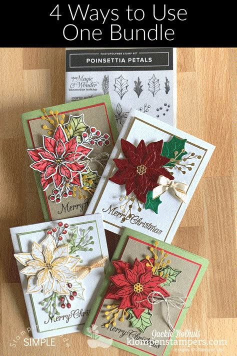 Beautiful Christmas Cards Handmade, Klompen Stampers, Make Christmas Cards, Elegant Christmas Cards, Poinsettia Cards, Papercraft Ideas, Christmas Card Art, Beautiful Christmas Cards, Christmas Paper Crafts