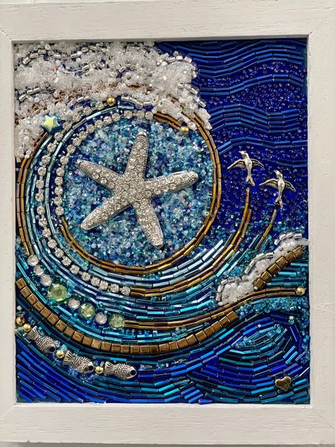 Mixed Media Mosaic, Ocean Heart, Shell Crafts Diy, Micro Mosaic, Mosaic Wall Art, Art Life, Mosaic Projects, Mix Media, Mosaic Wall