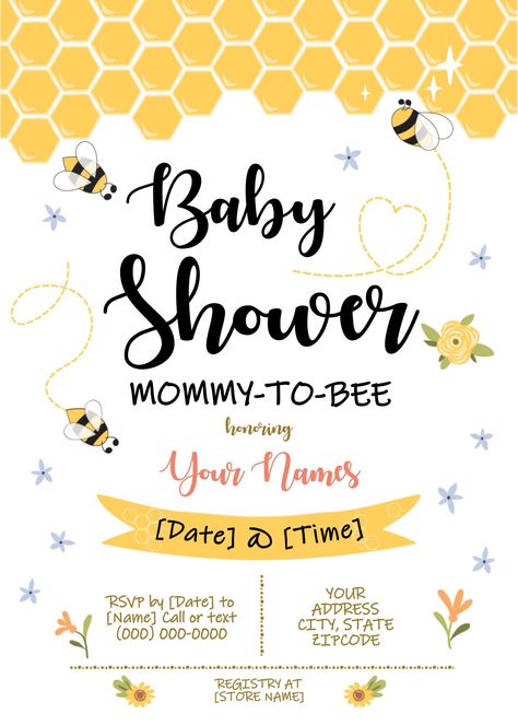 Honeycomb Background, Bee Baby Shower Invitations, Bee Invitations, Bee Baby Shower Theme, Mommy To Bee, Baby Shower Clipart, Baby Shower Invitation Cards, Baby Shower Invitaciones, Bee Baby