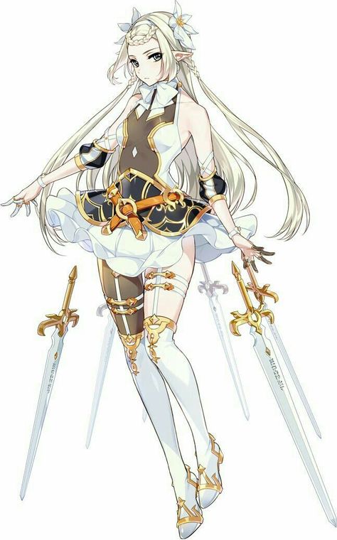 Weiblicher Elf, Epic Seven, Guild Wars, Female Knight, Anime Warrior, Warrior Girl, 판타지 아트, Female Character Design, White Hair