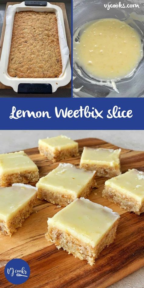 Lemon Weetbix Slice Recipe Is Delicious| The WHOot Weetabix Recipes, Chocolate Weetbix Slice, Weetbix Slice, Vj Cooks, Slice Recipe, Tray Bake Recipes, Sale Ideas, Xmas Cake, Slices Recipes