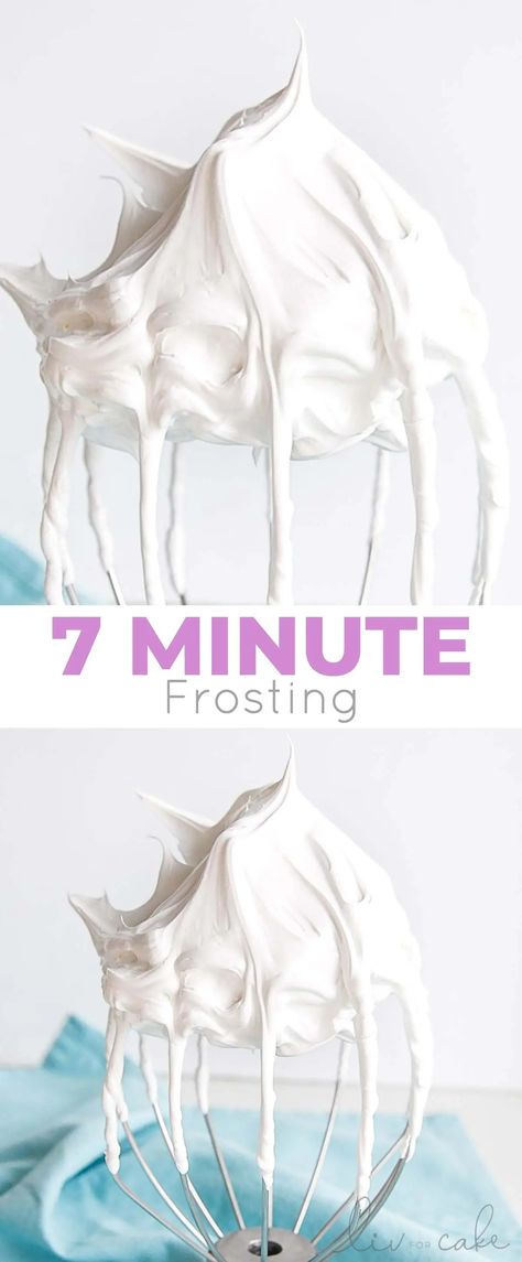 This old-fashioned 7 minute frosting recipe is light, delicious, and easy to make. A bright white frosting that's perfect for cakes, cupcakes, and more. | livforcake.com 7 Min Frosting, 7 Minute Frosting Recipe, Egg White Frosting, White Frosting Recipes, Seven Minute Frosting, 7 Minute Frosting, Homemade Marshmallow Fluff, Easy Frosting, Frosting Recipes Easy