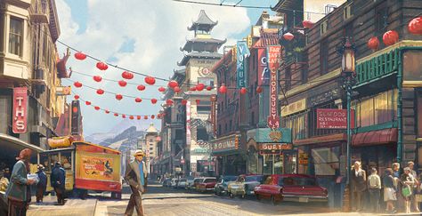 ArtStation - China Town, Liang Mark China Town Art, August Bullet Journal Cover, Town Drawing, China City, China Town, City Drawing, City Illustration, Fantasy Setting, Fantasy Concept Art