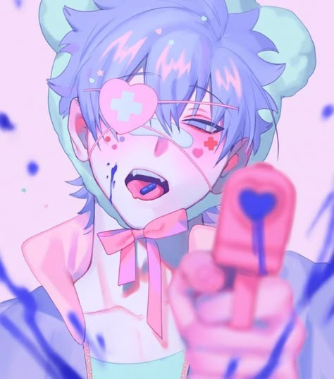 Cream Soda Art Style, Gut Spill Art, Goth Boy Art, Yumi Kawaii, Yami Kawaii Art, Valentines Anime, 男の子 アイコン, Pastel Goth Art, Kawaii Boy