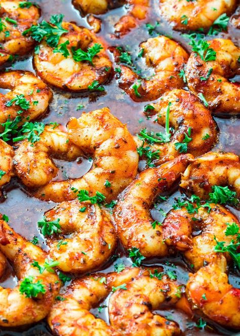 Shrimp New Orleans Recipe, Shrimp Cream Sauce, Creamy Garlic Shrimp Recipe, New Orleans Shrimp, Baked Shrimp Recipes, Spicy Garlic Shrimp, Cooked Shrimp, Spicy Appetizers, Jo Cooks