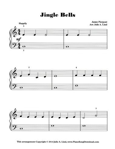 Jingle Bells sheet music Easy Piano Sheet Music Free, Jingle Bells Piano Easy, Jingle Bells Piano Letters, Silver Bells Sheet Music, Jingle Bell Rock Guitar Tab, Jingle Bells Sheet Music, Jingle Bell Rock Piano, Piano Music For Kids, Piano Christmas