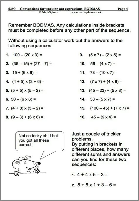 Bodmas Worksheets, Year 6 Maths Worksheets, Year 5 Maths Worksheets, Year 7 Maths Worksheets, Year 7 Maths, Year 6 Maths, Grade 6 Math Worksheets, Equations Worksheets, Maths Worksheet