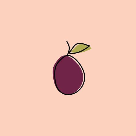 Plum Illustration Design, Plum Tattoo Fruit, Plum Logo Design, Plum Drawing, Plum Tattoo, Plum Illustration, Plum Art, Interior Design Instagram, Doddle Art