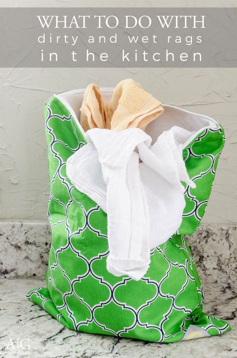 Do you need a place to keep all your damp towels and rags until laundry day? A wet bag normally used for diapers is the perfect solution.  |  www.andersonandgrant.com Dirty Towel Storage, Cleaning Rag Storage, Dish Towel Storage, Kitchen Towels Storage, Kitchen Rags, Wet Kitchen, Cozy Cottage Kitchen, Restaurant Cleaning, Dirty Kitchen