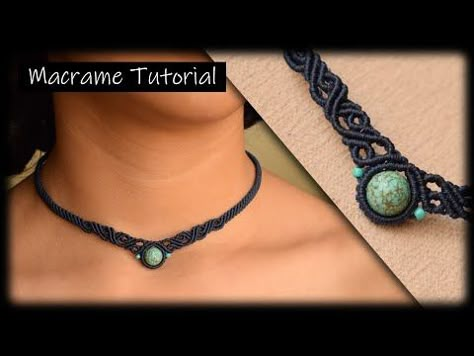 Macrame Tutorial | DIY Macrame Necklace with stone | Macrame choker - YouTube Diy Macrame Necklace, Diy Choker Necklace, Micro Macrame Tutorial, Stone Macrame, Diy Necklaces Tutorial, Necklace With Stone, Macrame Choker, Collar Macrame, Diy Choker