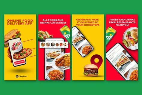 These are designs for a food delivery app for google app store Food Delivery Poster Design, Food Delivery Poster, App Banner Design, Poster Design App, App Store Design, Malaysia Food, Food Posters, Restaurant Drinks, Hand Art Kids