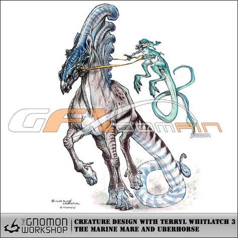 Gnomon Workshop – Creature Design with Terryl Whitlatch 3 The Marine Mare and Uberhorse | GFXDomain Blog Terryl Whitlatch, Monster Characters, Alien Design, Alien Creatures, Creature Feature, Monster Design, Creature Concept Art, Creature Concept, Dragon Art