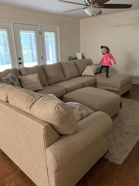 Medium Size Sectional Sofa, Split Sectional Sofa Ideas, Love Sac Sectional, Ashley Sectional, Sectionals Living Room, Comfy Sectional, Earthy Living Room, Large Sectional Sofa, Crafting Corner