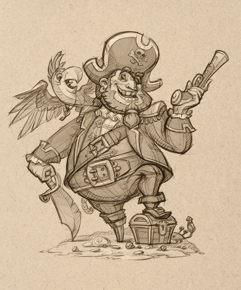 ArtStation - Pirate Pirate Illustration Character, Character Design Pirate, Pirate Pose, Pirate Character Art, Pirate Drawings, Pirate Drawing, Dnd Pirate, Pirate Character, Pirate Illustration