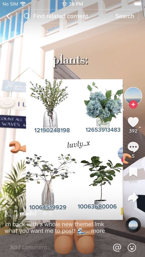 Bloxburg Plant Vase Decals Codes, Bloxburg Plant Decals Codes Indoor, Bloxburg Indoor Plant Decals, Vine Decals Bloxburg, Blockburg Decals, Bloxburg Paris, Bloxburg Food, Plant Decals, Food Decals