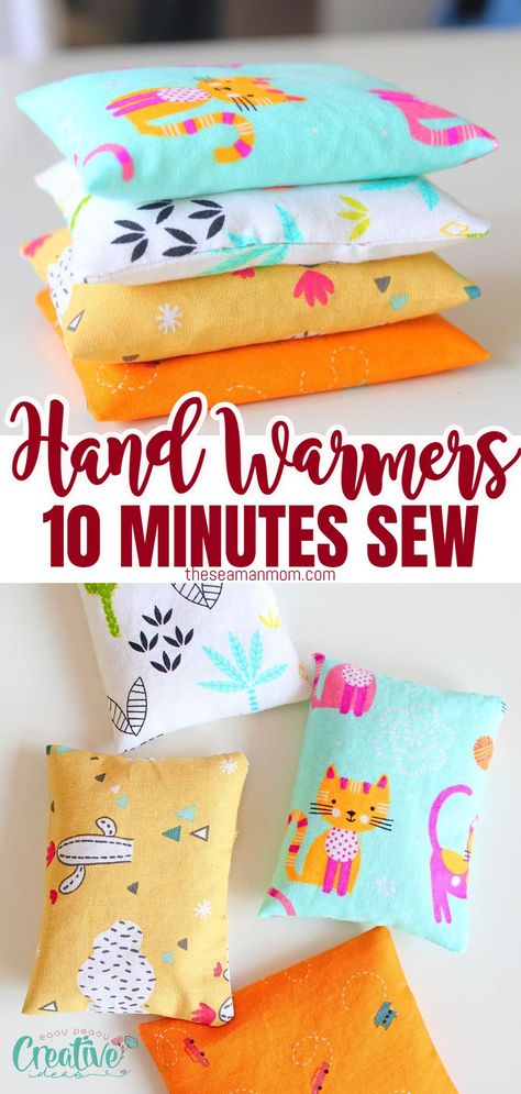 Diy Hand Warmers, Quick Christmas Gifts, Reusable Hand Warmers, Sew Ins, Beginner Sewing, Baby Sewing Patterns, Small Sewing Projects, Easy Sewing Patterns, Cold Hands