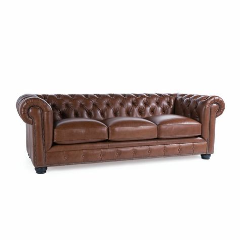 Birch Lane™ Adelbert 95'' Genuine Leather Rolled Arm Chesterfield Sofa & Reviews | Wayfair Vintage Leather Couch, Nailhead Sofa, Tufted Chesterfield Sofa, Cheap Sofas, Leather Chesterfield Sofa, Leather Chesterfield, Sofa Fabric, Chestnut Leather, Tufted Leather