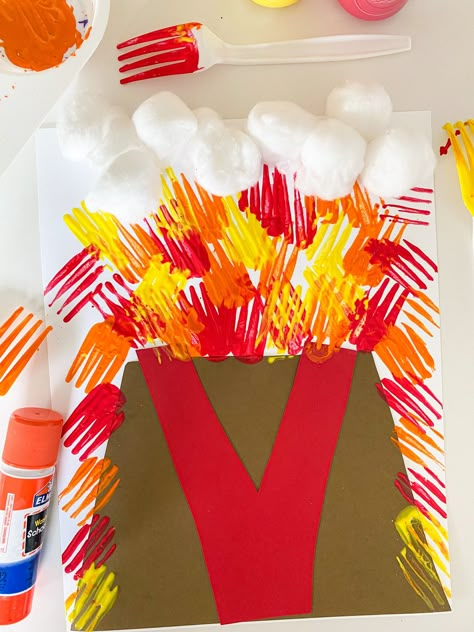 The Letter V Crafts For Preschool, Crafts For Letter V Preschool, Preschool Letter N Crafts, Letter V Activities For Kindergarten, V Preschool Crafts, Y Preschool Crafts, V Craft For Preschool, Letter V Crafts For Kindergarten, V Is For Volcano Preschool