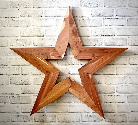 How to Make a Light Up Wooden Christmas Star : The Accent Piece How To Make Wood Stars, Wood Stars Diy Rustic Christmas Decor, Wood Stars Diy How To Make, Diy Christmas Lights, Christmas Tree Star, Wood Stars, Wooden Stars, Star Diy, Rustic Lighting