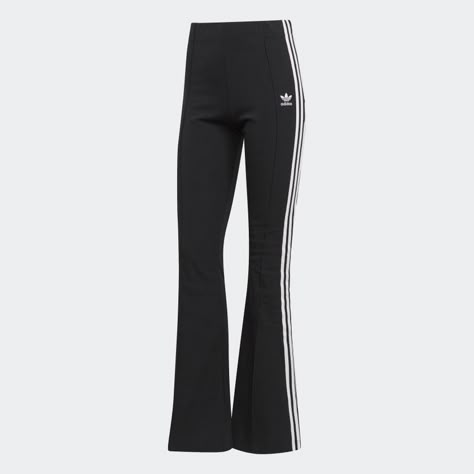 Flared Track Pants Black DV2602 1950s Pants Women, Jean Vest Outfits, Maxi Dress Outfit Summer, Yellow Maxi Skirts, Sporty Chic Outfits, Adidas Trousers, Rare Clothing, Jogger Pants Outfit, Sports Costume