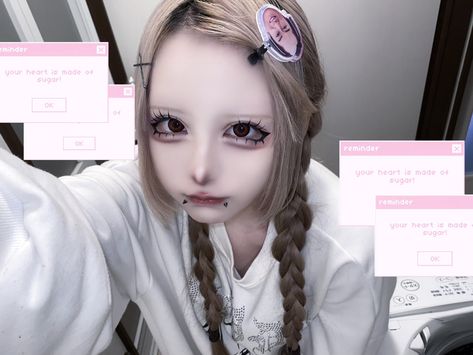 Aesthetic Emo, Punk Makeup, Porcelain Skin, Alt Makeup, Kawaii Makeup, Jirai Kei, Makeup Tut, Cosplay Makeup, Asian Makeup