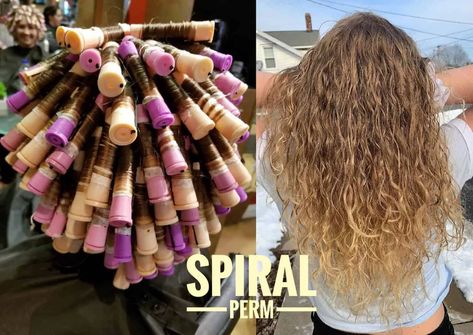 Perms Before And After, Perm Rod Sizes, Loose Spiral Perm, Spiral Perm Rods, Spiral Perm Long Hair, Body Perm, Types Of Perms, Loose Perm, Perm Curls