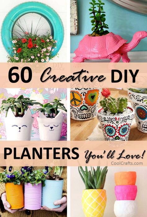 60 Creative DIY Planter Ideas, http://www.coolcrafts.com/diy-planters/ Diy Planters Pots, Diy Planters Indoor, Fairytale Garden, Cool Crafts, Creative Planter, Plant Pot Diy, Plant Crafts, Fleurs Diy, House Plant Pots