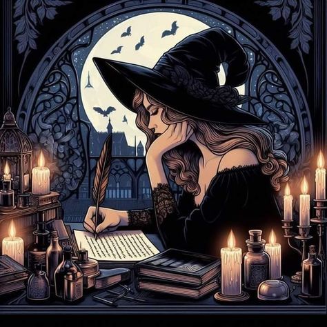 Art by Dreamy Witch Dark Fantasy Witch, Writing A Story, Magic Runes, Witch Pictures, Image Halloween, Fantasy Witch, Witchy Wallpaper, Magical Art, Season Of The Witch