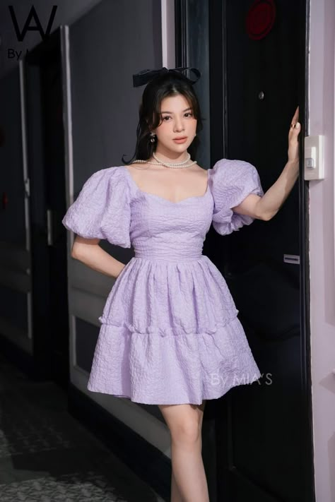 Dress Lilac Short, Purple Dress Outfit Party Short, Korean Purple Dress, Lilac Dress Aesthetic, Purple Aesthetic Dress, Lavender Dress Aesthetic, Aesthetic Purple Dress, Lilac Dress Short, Vestidos Color Lila