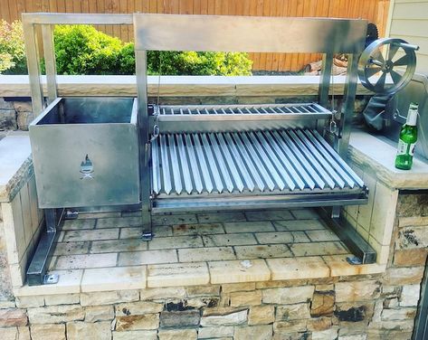 Santa Maria Grill/argentina Gaucho Grill drop in Unit - Etsy Fireplace Construction, Gaucho Grill, Asado Grill, Santa Maria Grill, Argentine Grill, Backyard Grill, Diy Outdoor Fireplace, Custom Grill, Country Gardens