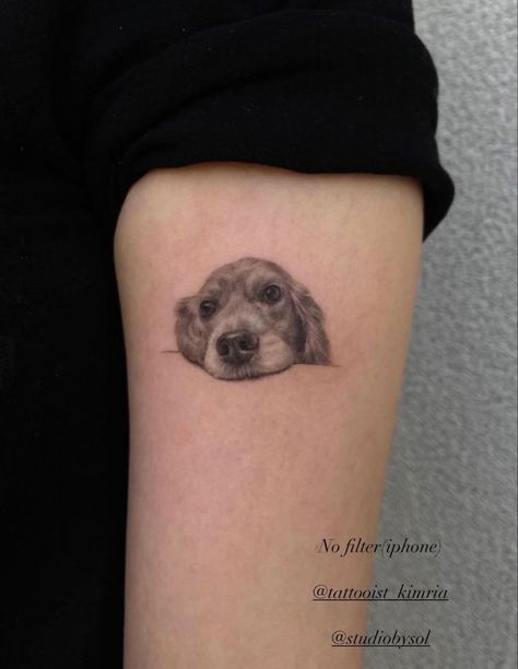 It's no secret that most of us could scream our love for our pets out loud on the streets. So what better love statement other than carrying their portraits on our skin? Dog Greif Tattoo, Cocker Spaniel Tattoo, Dog Tattoo Ideas Memorial, Tattoo Ideas Memorial, Pet Portrait Tattoos, Tatoo Dog, Memorial Tattoo Ideas, Pet Memorial Tattoo, Dog Portrait Tattoo