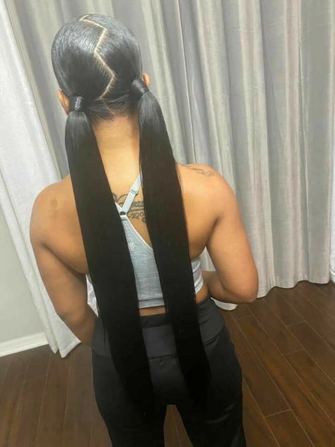 Sleek Pigtails Black Women, 2000 Hairstyles, Cute Weave Hairstyles, Black Hair Bun, Hair Acessories, Weave Ponytail Hairstyles, Braided Hairstyles For Black Women Cornrows, Sleek Ponytail Hairstyles, Black Ponytail Hairstyles