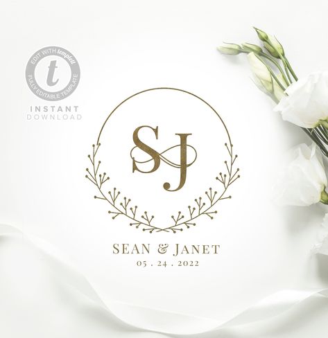 an editable elegant monogram logo template. Great for all the wedding events and small businesses. Wedding Initials Logo, Logo Monogramme, Wedding Logo Monogram, Wedding Logo Design, Elegant Monogram, Event Template, Wedding Initials, Infinity Design, Wedding Branding