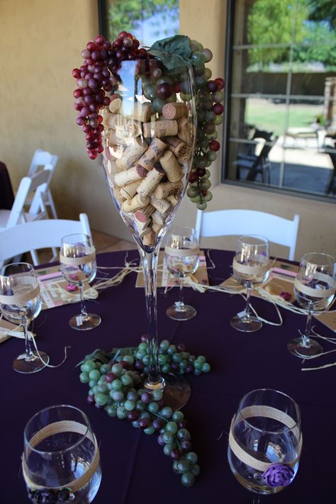 Wine Cork Party Decor, Wine Dinner Table Decor Elegant, Wine Table Centerpieces, Wine Party Balloon Decorations, Wine Themed Table Centerpieces, Vintage Wine Party Theme, Wine Themed Party Ideas, Wine Theme Dessert Table, Wine Night Decorations