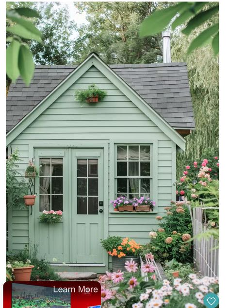 Shed Colors Ideas Paint, Shed Colors, Sheds Ideas, Sheds Ideas Backyard, Shed Colours, Exterior Paint, Light Green, Shed, Mint