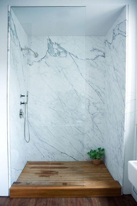 Groutless shower ideas | Katrina Chambers | Bloglovin’ Makeover Kamar Mandi, Marble Walls, Bathroom Shower Walls, Bathroom Wall Panels, Shower Wall Panels, Shower Walls, Bathroom Remodel Shower, Shower Remodel, Tile Shower