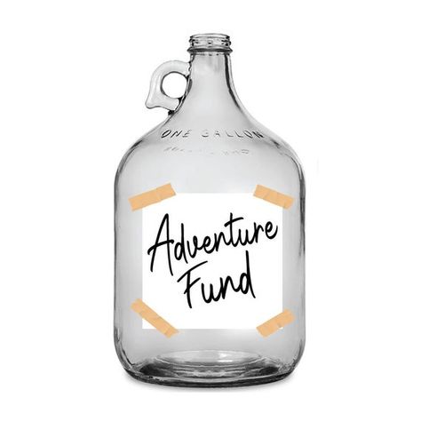 Adventure Fund, Trunker Treat Ideas, Fall Jars, Money Saving Jar, Up Movie, Jar Stickers, Small Glass Jars, Savings Jar, Honeymoon Fund