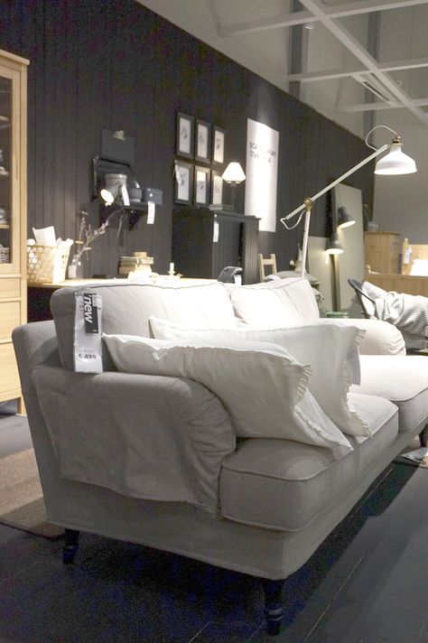 A Sneak Peek at IKEA's New 2015 Collections Ikea Stores, Stocksund Sofa, Ikea Stocksund, Ikea 2015, Ikea New, White Couch, Gray Walls, Living Room Trends, Room Apartment