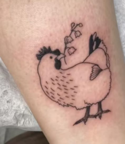 Chicken With Flowers Tattoo, Cow And Chicken Tattoo, Chicken And Duck Tattoo, Chicken Line Tattoo, Mother Hen Tattoo, Matching Chicken Tattoos, Simple Chicken Tattoo, Cute Chicken Tattoo, Chicken Tattoos For Women