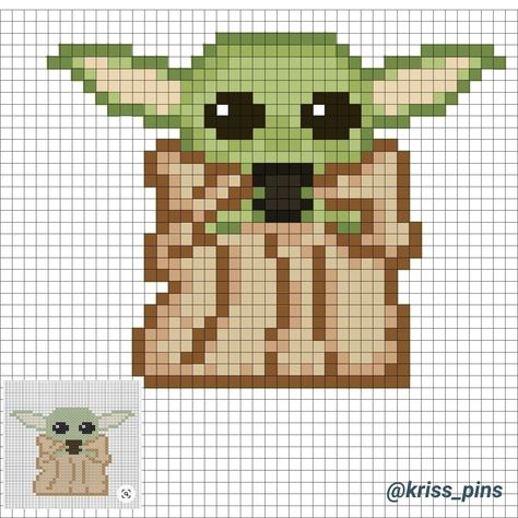 Grogu Cross Stitch Pattern, Baby Yoda Cross Stitch, Bear Pixel Art, Japan Graphic Design, Easy Perler Bead Patterns, Pixel Beads, Knit Rug, Easy Pixel Art, Pixel Drawing