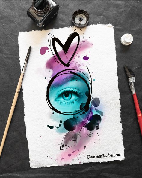 Abstract Watercolor Tattoo, Eye Tattoo Design, Tattoo Watercolor, Tattoo Flowers, Sketch Watercolor, Watercolor Mixing, Watercolor Tattoos, Eye Tattoo, Abstract Tattoo