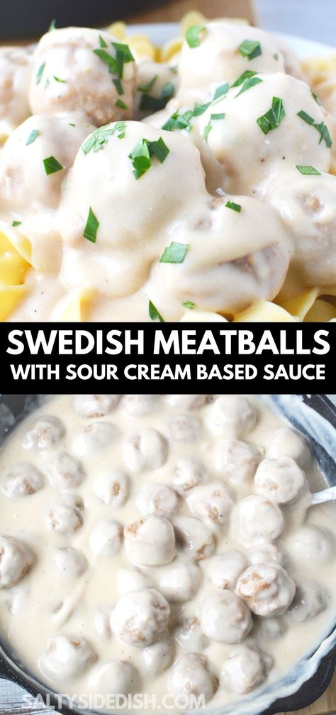 Sour Cream Meatballs, White Sauce For Meatballs, Meatballs In White Sauce Cream, Frozen Meatball Recipes Stovetop, Swedish Meatballs Sour Cream, Frozen Meatball Recipes Easy, Cream Cheese Meatballs, Swedish Meatballs With Frozen Meatballs, Swedish Sauce