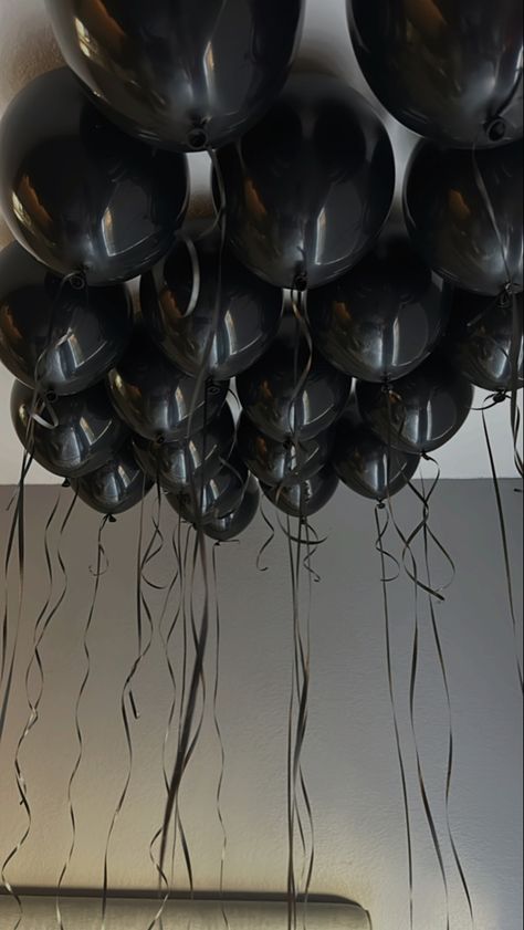 birthday wishes, aesthetic, baddie birthday, wishes Black Birthday Balloons Aesthetic, Blacked Out Birthday Party, Black Bday Party Decor, Black Ballon Aesthetic, Moody Birthday Aesthetic, Black Theme 21st Birthday, Black Birthday Astethic, 18th Birthday Aesthetic Wallpaper, Black Theme Party Decorations